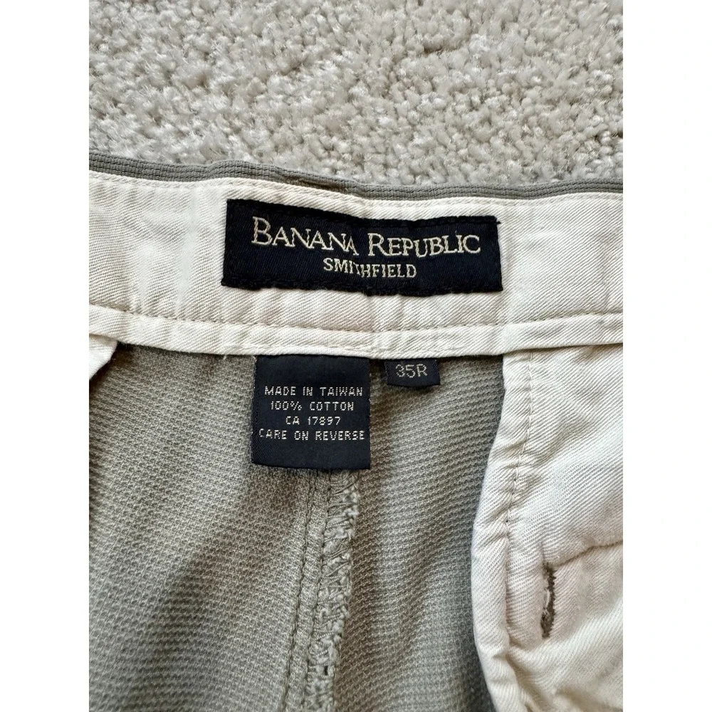 Vintage Banana Republic Smithfield Mens 35x29 Pleated Cuffed Textured Chinos